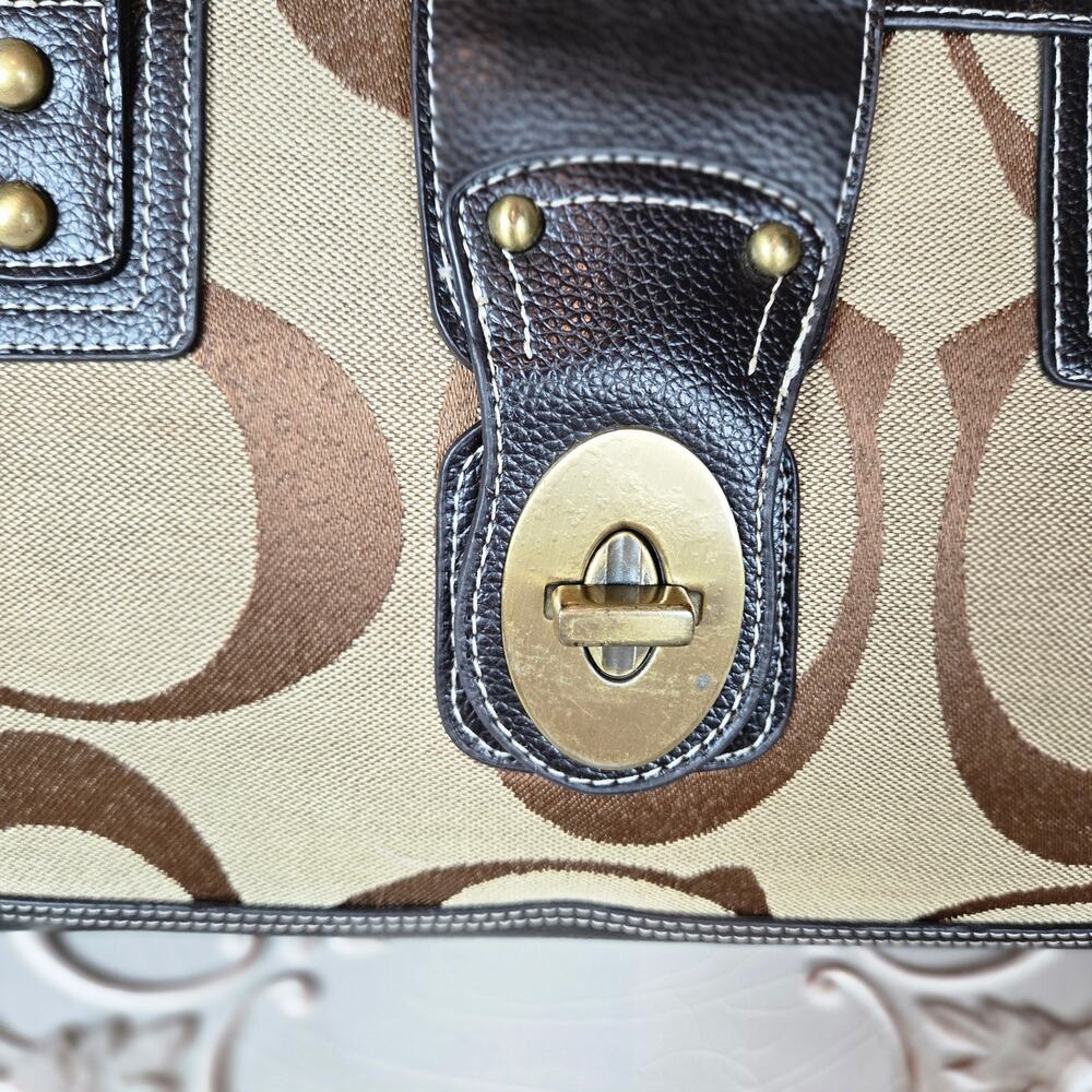 Y2K Purse Bag Brown and Tan Gold Accents NOT A COACH BAG - Picture 2 of 12